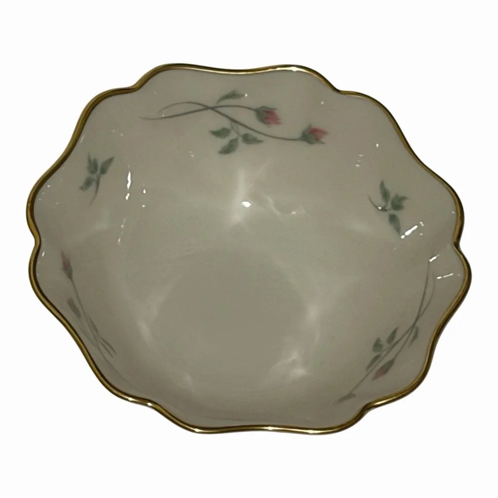 Lenox Rose Manor Vintage Pink Rosebuds Porcelain Trinket Dish 24k gold rim 4